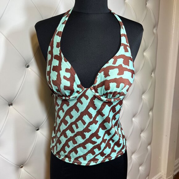 Victoria's Secret Brown And Blue Halter Swimsuit Size 34B - Picture 2 of 10
